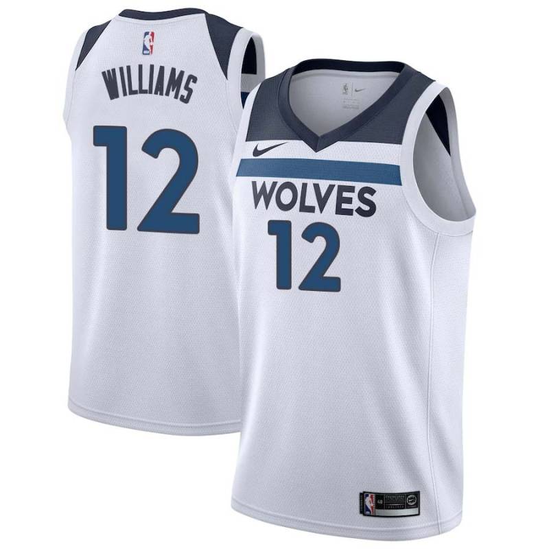 White Corey Williams Twill Basketball Jersey -Timberwolves #12 Williams Twill Jerseys, FREE SHIPPING