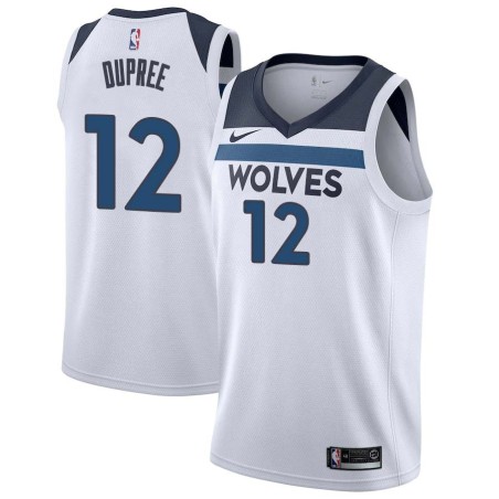 White Ronald Dupree Twill Basketball Jersey -Timberwolves #12 Dupree Twill Jerseys, FREE SHIPPING