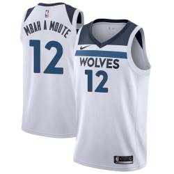 White Luc Mbah a Moute Twill Basketball Jersey -Timberwolves #12 Mbah a Moute Twill Jerseys, FREE SHIPPING