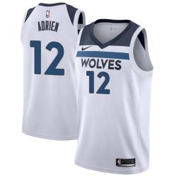 White Jeff Adrien Twill Basketball Jersey -Timberwolves #12 Adrien Twill Jerseys, FREE SHIPPING