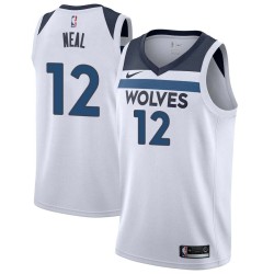 White Gary Neal Twill Basketball Jersey -Timberwolves #12 Neal Twill Jerseys, FREE SHIPPING