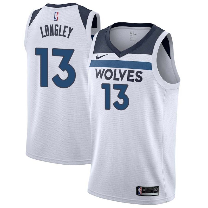 White Luc Longley Twill Basketball Jersey -Timberwolves #13 Longley Twill Jerseys, FREE SHIPPING