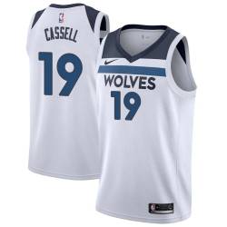 White Sam Cassell Twill Basketball Jersey -Timberwolves #19 Cassell Twill Jerseys, FREE SHIPPING