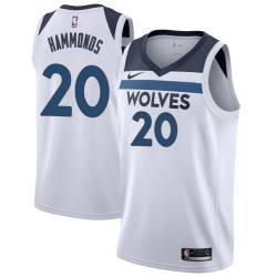 White Tom Hammonds Twill Basketball Jersey -Timberwolves #20 Hammonds Twill Jerseys, FREE SHIPPING