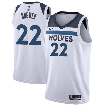 White Corey Brewer Twill Basketball Jersey -Timberwolves #22 Brewer Twill Jerseys, FREE SHIPPING