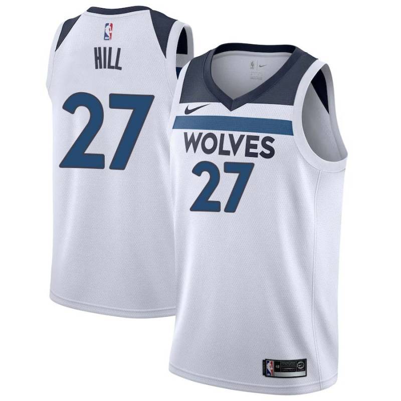 White Jordan Hill Twill Basketball Jersey -Timberwolves #27 Hill Twill Jerseys, FREE SHIPPING