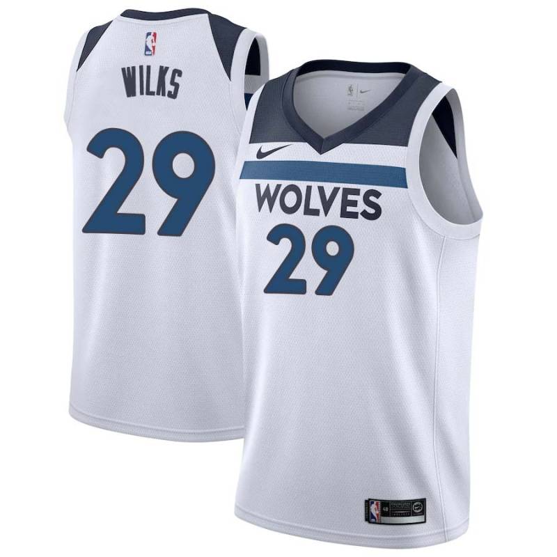 White Mike Wilks Twill Basketball Jersey -Timberwolves #29 Wilks Twill Jerseys, FREE SHIPPING