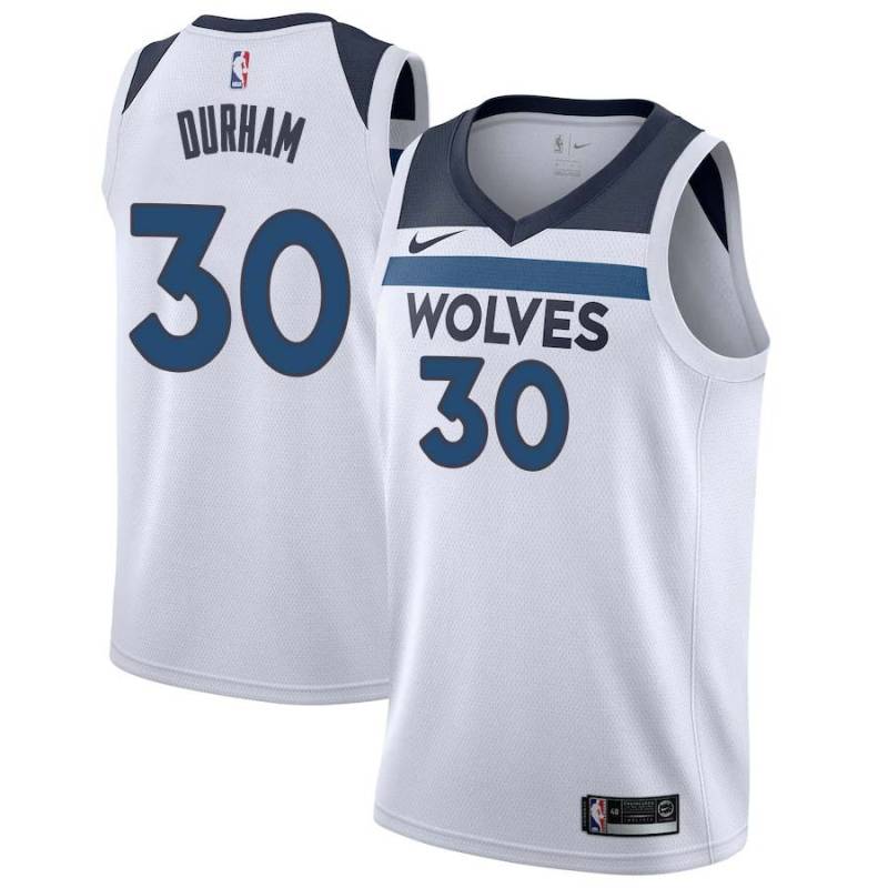 White Pat Durham Twill Basketball Jersey -Timberwolves #30 Durham Twill Jerseys, FREE SHIPPING