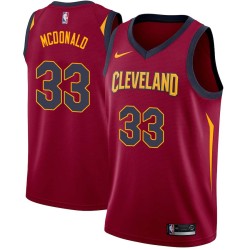 Burgundy Ben McDonald Twill Basketball Jersey -Cavaliers #33 McDonald Twill Jerseys, FREE SHIPPING