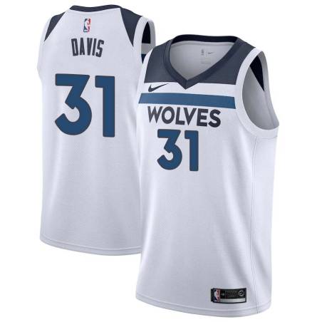 White Ricky Davis Twill Basketball Jersey -Timberwolves #31 Davis Twill Jerseys, FREE SHIPPING