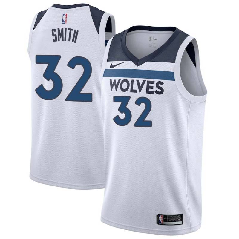 White Joe Smith Twill Basketball Jersey -Timberwolves #32 Smith Twill Jerseys, FREE SHIPPING
