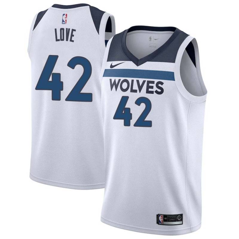 White Kevin Love Twill Basketball Jersey -Timberwolves #42 Love Twill Jerseys, FREE SHIPPING