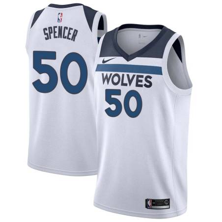 White Felton Spencer Twill Basketball Jersey -Timberwolves #50 Spencer Twill Jerseys, FREE SHIPPING