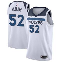 White Gary Leonard Twill Basketball Jersey -Timberwolves #52 Leonard Twill Jerseys, FREE SHIPPING