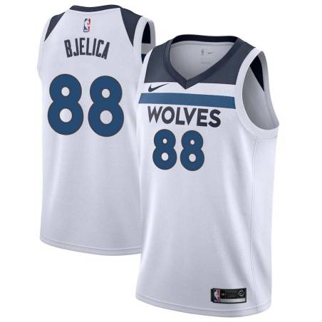 White Nemanja Bjelica Twill Basketball Jersey -Timberwolves #88 Bjelica Twill Jerseys, FREE SHIPPING