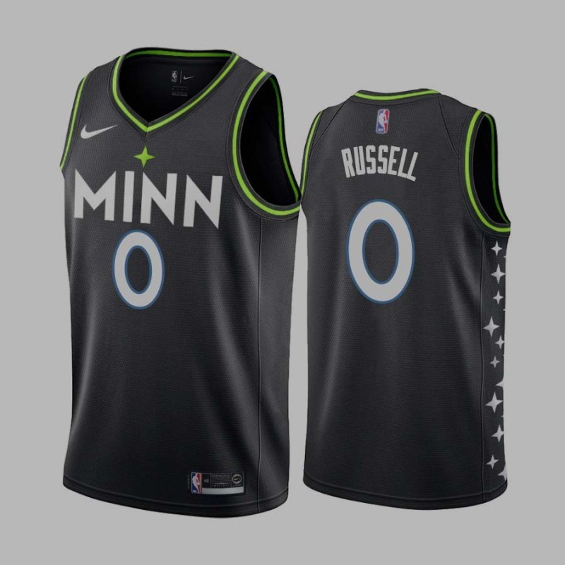 2020-21City DAngelo Russell Timberwolves #0 Twill Basketball Jersey FREE SHIPPING