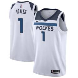 White Noah Vonleh Timberwolves #1 Twill Basketball Jersey FREE SHIPPING