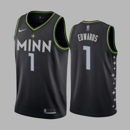 2020-21City Anthony Edwards Timberwolves #1 Twill Basketball Jersey FREE SHIPPING