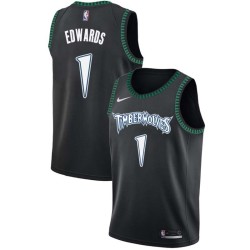 Black_Throwback Anthony Edwards Timberwolves #1 Twill Basketball Jersey FREE SHIPPING