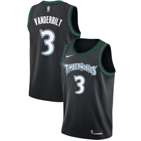 Black_Throwback Jarred Vanderbilt Timberwolves #3 Twill Basketball Jersey FREE SHIPPING