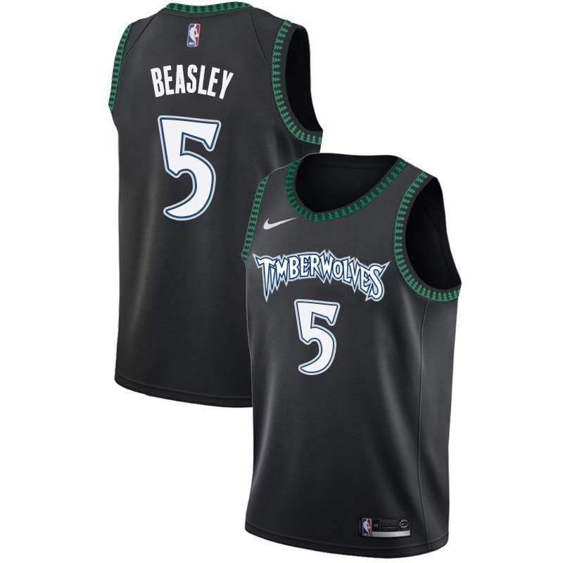 Black_Throwback Malik Beasley Timberwolves #5 Twill Basketball Jersey FREE SHIPPING