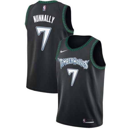 Black_Throwback James Nunnally Timberwolves #7 Twill Basketball Jersey FREE SHIPPING