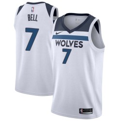 White Jordan Bell Timberwolves #7 Twill Basketball Jersey FREE SHIPPING