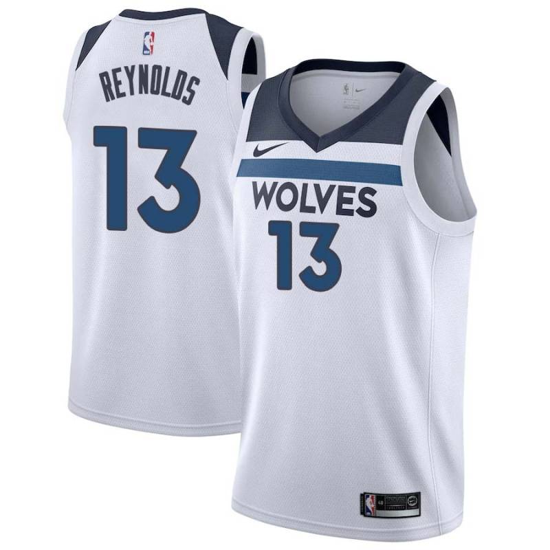 White Cameron Reynolds Timberwolves #13 Twill Basketball Jersey FREE SHIPPING