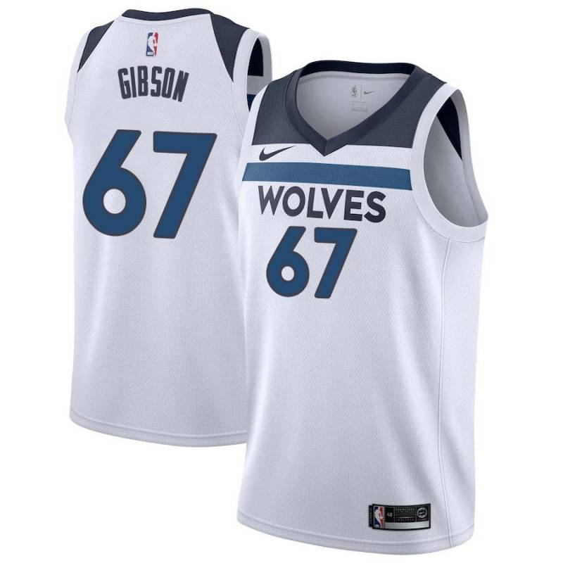 White Taj Gibson Timberwolves #67 Twill Basketball Jersey FREE SHIPPING