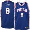 Blue Alphonso Ford Twill Basketball Jersey -76ers #8 Ford Twill Jerseys, FREE SHIPPING