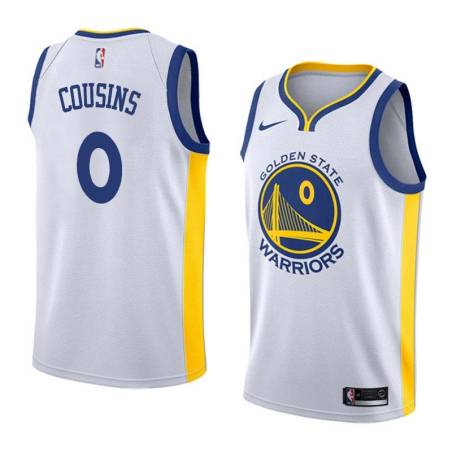 White2017 DeMarcus Cousins Warriors #0 Twill Basketball Jersey FREE SHIPPING