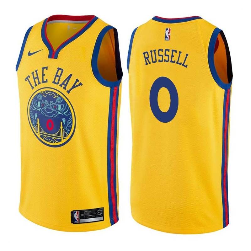 2017-18City D'Angelo Russell Warriors #0 Twill Basketball Jersey FREE SHIPPING