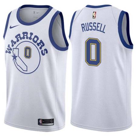 White_Throwback D'Angelo Russell Warriors #0 Twill Basketball Jersey FREE SHIPPING