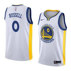 White2017 D'Angelo Russell Warriors #0 Twill Basketball Jersey FREE SHIPPING