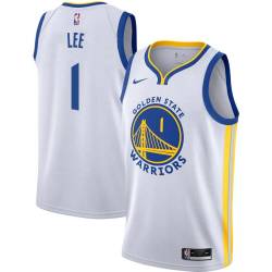 White Damion Lee Warriors #1 Twill Basketball Jersey FREE SHIPPING