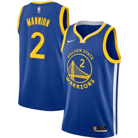 Blue Nico Mannion Warriors #2 Twill Basketball Jersey FREE SHIPPING