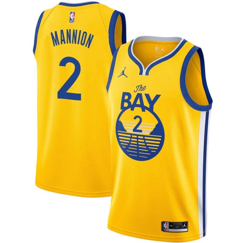 2020-21Gold Nico Mannion Warriors #2 Twill Basketball Jersey FREE SHIPPING