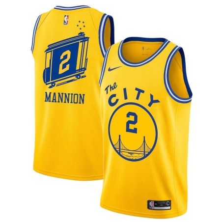 Glod_City-Classic Nico Mannion Warriors #2 Twill Basketball Jersey FREE SHIPPING