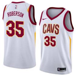 White Rick Roberson Twill Basketball Jersey -Cavaliers #35 Roberson Twill Jerseys, FREE SHIPPING