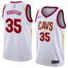 White Rick Roberson Twill Basketball Jersey -Cavaliers #35 Roberson Twill Jerseys, FREE SHIPPING