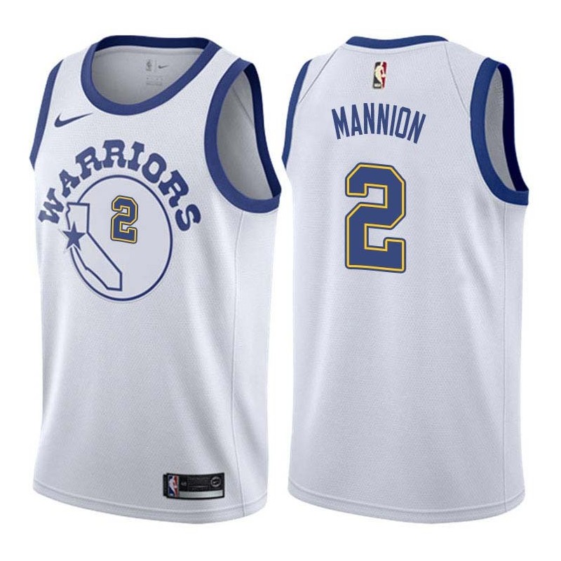 White_Throwback Nico Mannion Warriors #2 Twill Basketball Jersey FREE SHIPPING