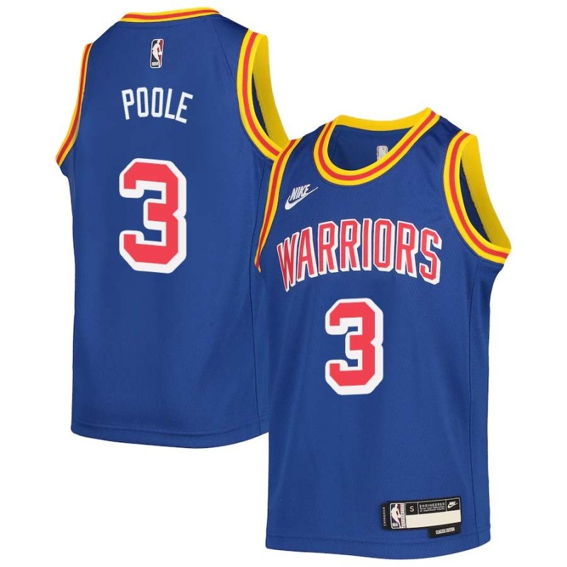 Blue Classic Jordan Poole Warriors #3 Twill Basketball Jersey FREE SHIPPING