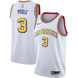 White Classic Jordan Poole Warriors #3 Twill Basketball Jersey FREE SHIPPING