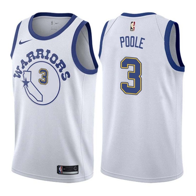 White_Throwback Jordan Poole Warriors #3 Twill Basketball Jersey FREE SHIPPING