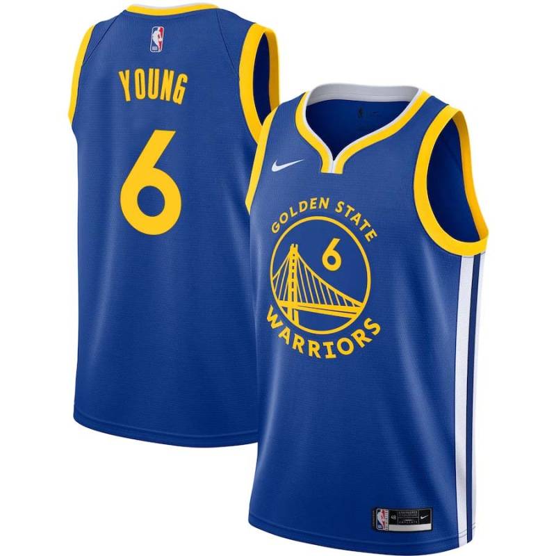 Blue Nick Young Warriors #6 Twill Basketball Jersey FREE SHIPPING