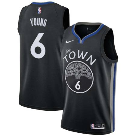Black Nick Young Warriors #6 Twill Basketball Jersey FREE SHIPPING