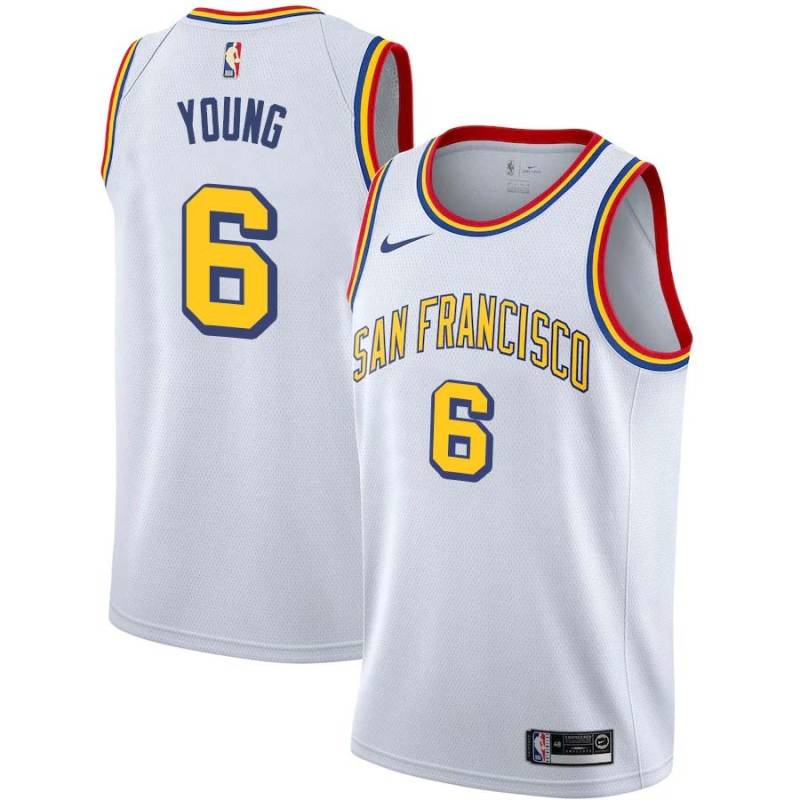 White Classic Nick Young Warriors #6 Twill Basketball Jersey FREE SHIPPING