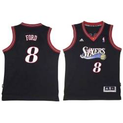 Black Throwback Alphonso Ford Twill Basketball Jersey -76ers #8 Ford Twill Jerseys, FREE SHIPPING