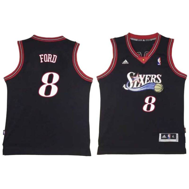 Black Throwback Alphonso Ford Twill Basketball Jersey -76ers #8 Ford Twill Jerseys, FREE SHIPPING