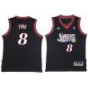 Black Throwback Alphonso Ford Twill Basketball Jersey -76ers #8 Ford Twill Jerseys, FREE SHIPPING